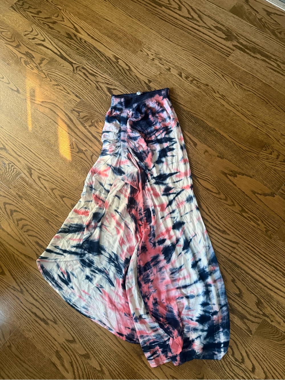 Tie-Dye Maxi Skirt in Navy and Pink